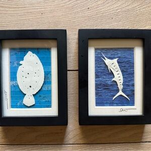 Black Framed Fish Art Set